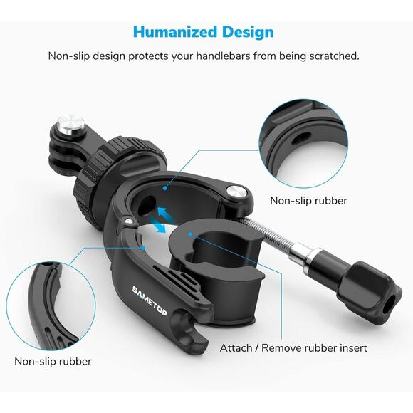 Handlebar Bike Pole Mount Motorcycle Clamp Mount Compatible with GoPro Hero 13 1 - Picture 4 of 6